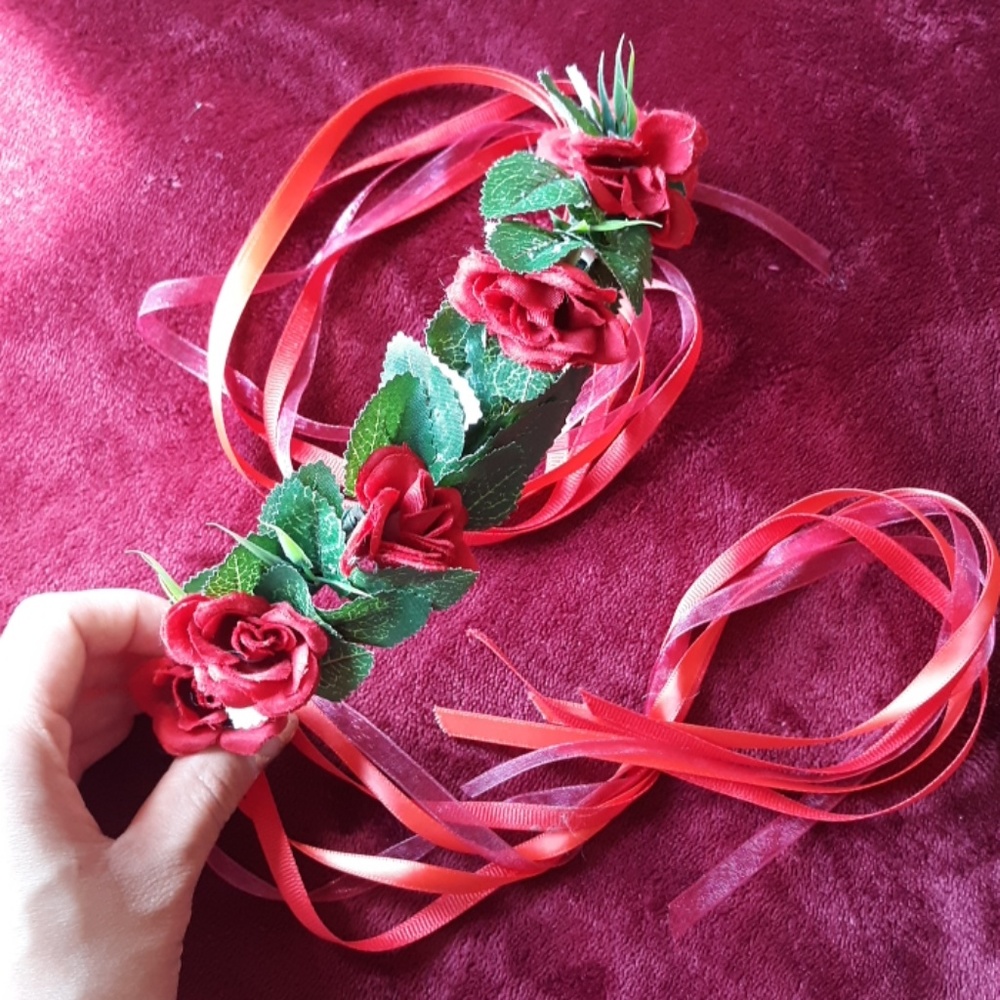 Flower Headband with Ribbons